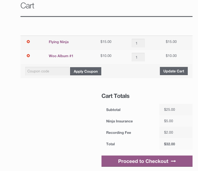 WooCommerce Product Fees cart