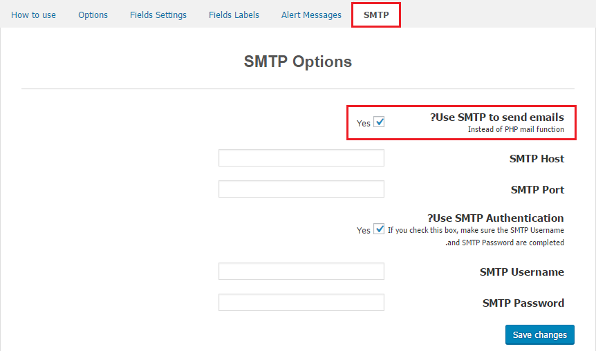 ارسال ایمیل از طریق SMTP وردپرس